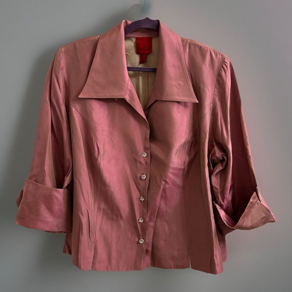 JS Collections 3/4 Sleeve Evening Wedding Top Mauve Rose MotB Sz 20 Please Read